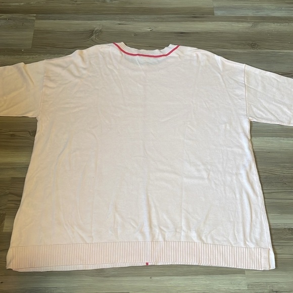 Isaac Mizrahi Drop Shoulder Sweater Contrast Piping Soft Lt pink Womens 1X NWOT - Picture 9 of 9